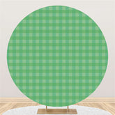 Lofaris Green Checkered Pattern Round Birthday Party Backdrop